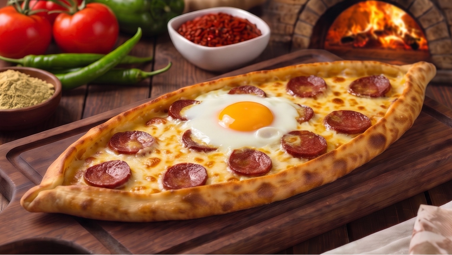 Kaşarlı Sucuklu Yumurtalı Pide