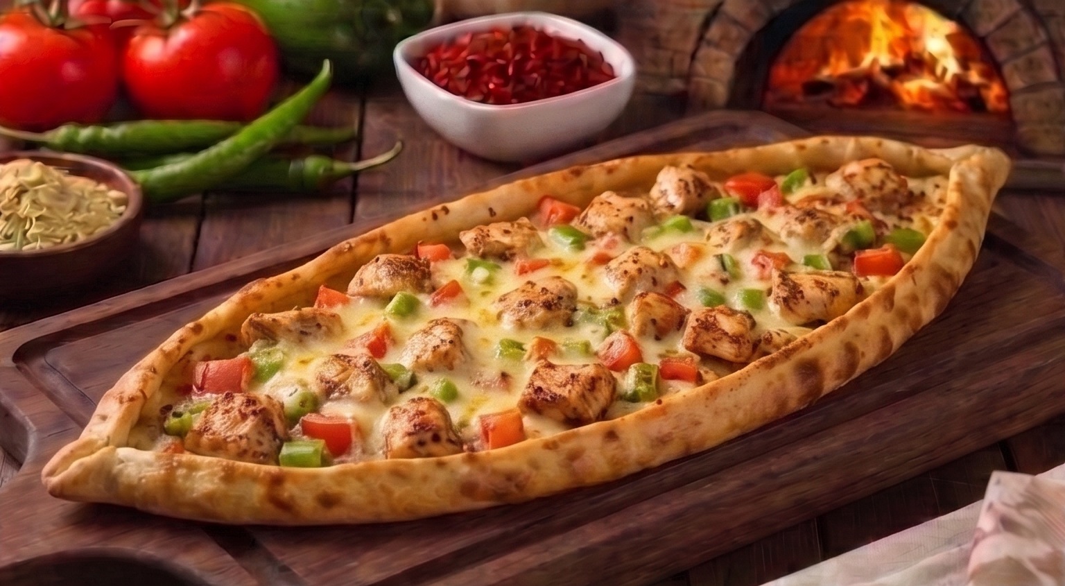 Tavuklu Kaşarlı Pide